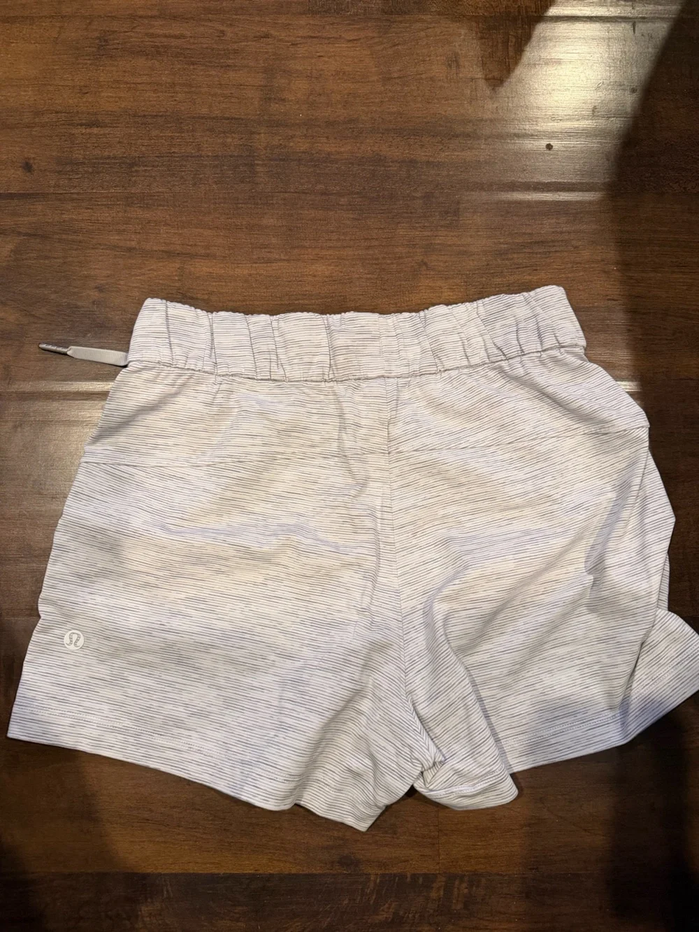 lululemon athletica Light Gray Striped Athletic Shorts